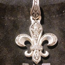 Night Rider Sterling Silver Fleur-de-lis Pendant Charm 