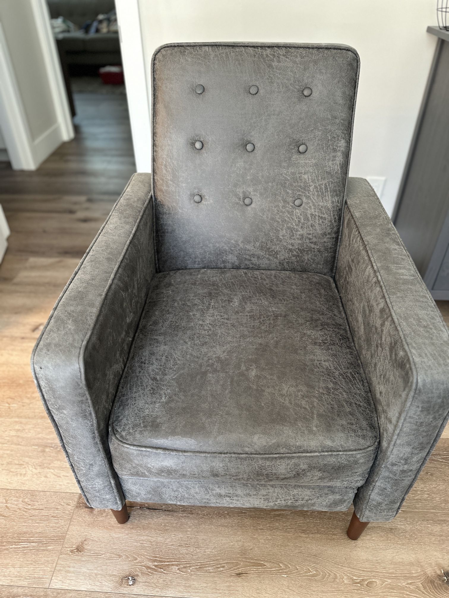 Christopher Knight Home Mervynn Mid-Century Modern Microfiber Recliner, Slate / Dark Espresso