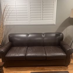 Brown Real Leather Sofa