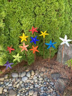 Blown glass garden art