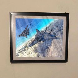 F-14 Tomcat Art Piece On Black Frame