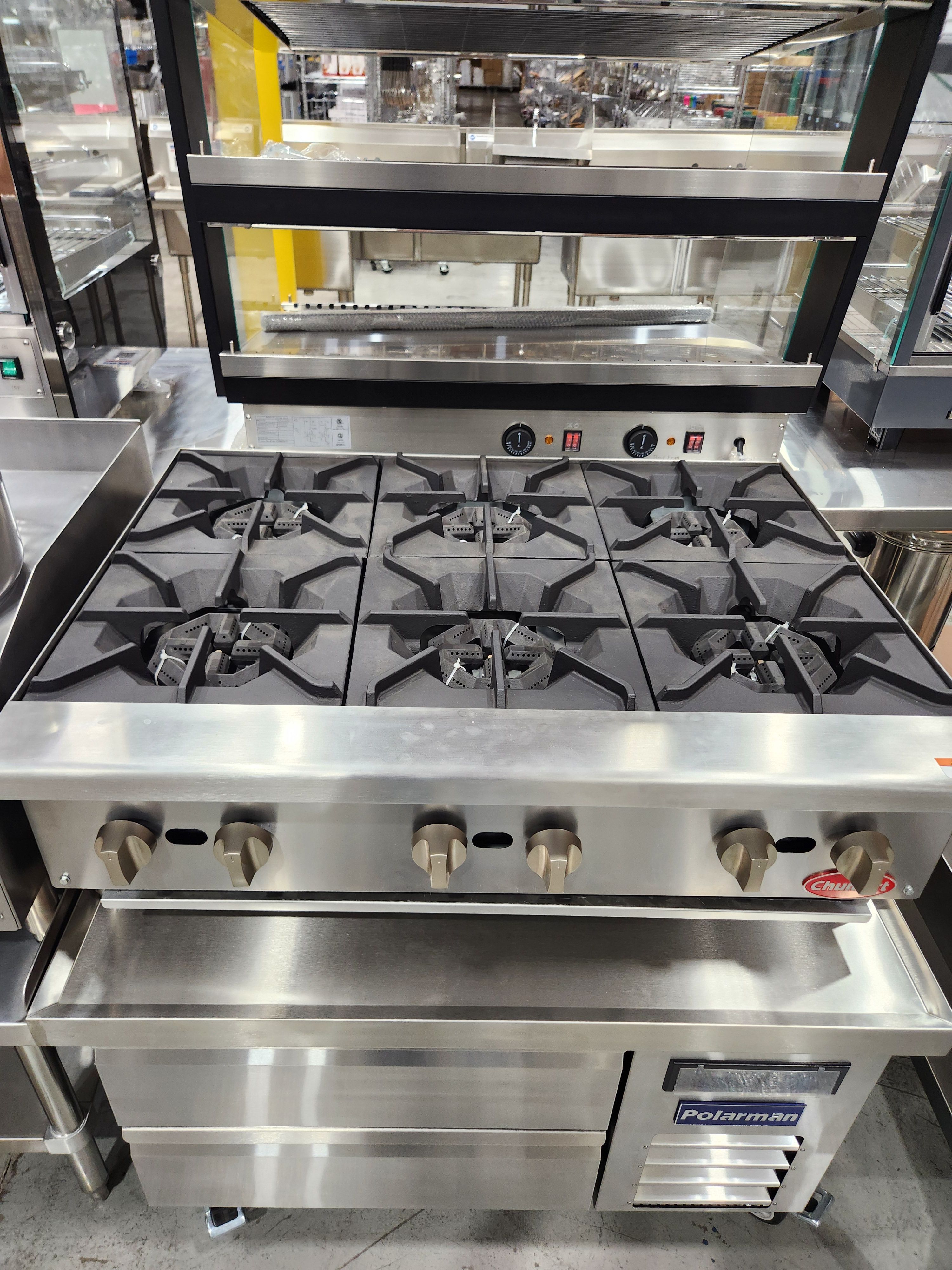 Flamaster FLM-HP36-M 36″ NG/LPG Gas Hot Plate with Six Burners, 150,000 BTU