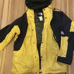 Mens Vintage Yellow 90s North Face Shell Jacket Coat