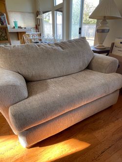 Oversized Beige Fabric twin size pull out bed armchair