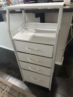 White 4-Drawer Storage with Shelf