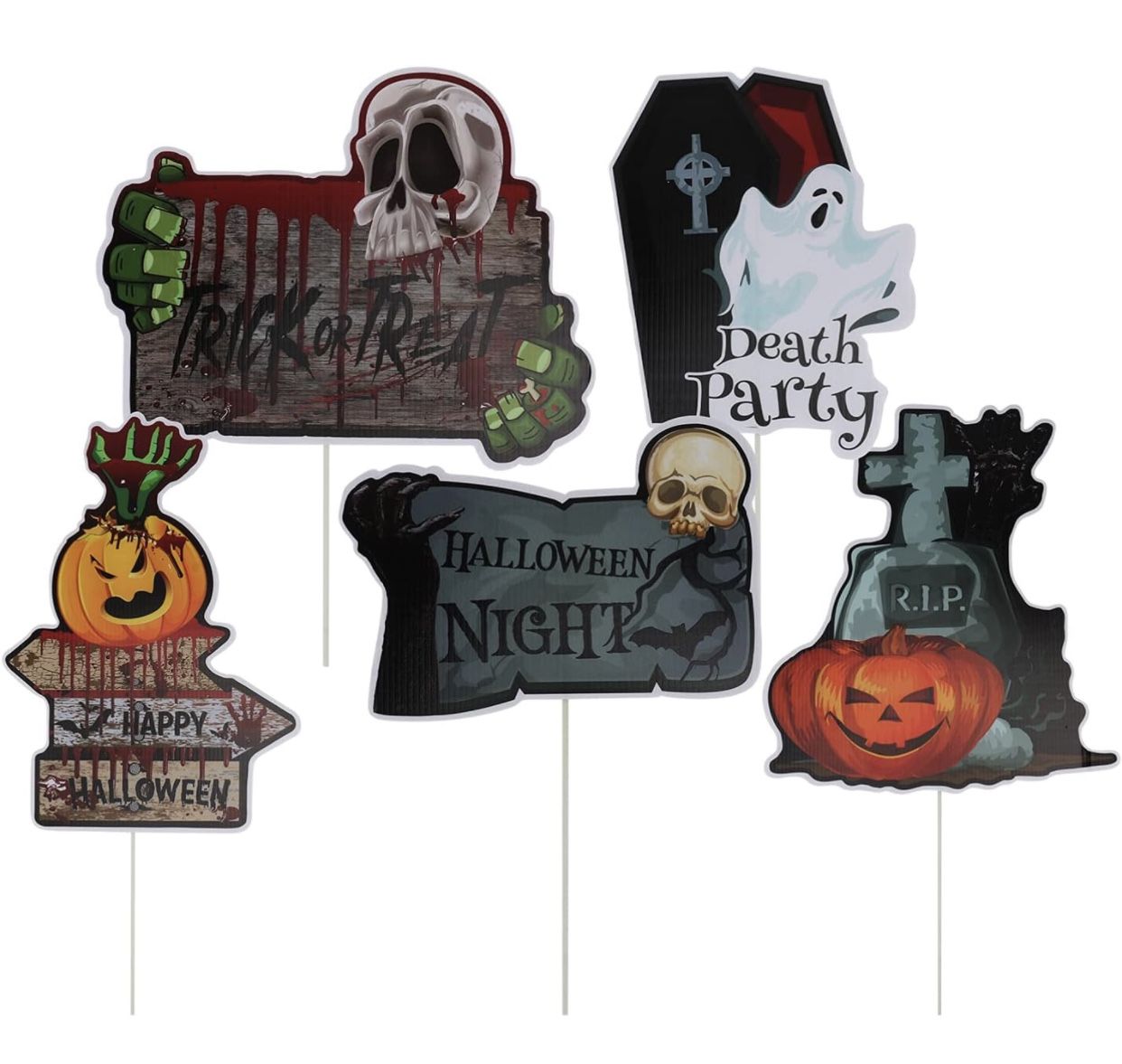 Halloween 5Pcs Outdoor decorations Spooky Signs Corrugated Plastic