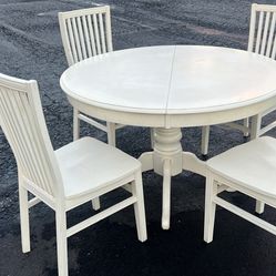 47”x47”x30”h Wooden Round Table With Four Chairs