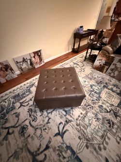 30” Brown Leather Ottoman