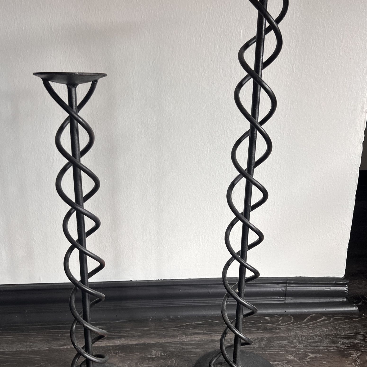 2 2 Tall Modern Farmhouse metal spiral candlesticks candle holders 