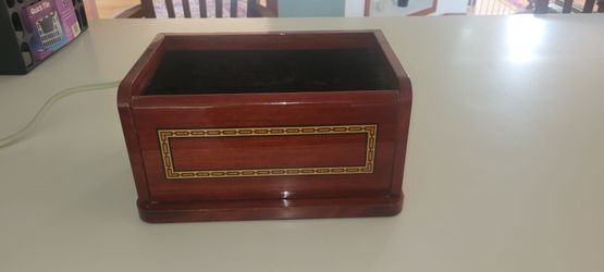 Wooden Desk Organizer Box with Inlay Detail