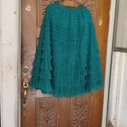 Green Tulle Long Skirt Women's Small 