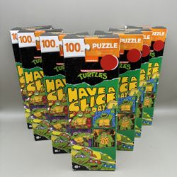 Teenage Mutant Ninja Turtles 100 Piece Puzzle Lot Of 7 - "Have A Slice Day!" Nickelodeon / Spin Master