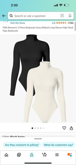 TOB Women's  Bodysuits Sexy Ribbed Long Sleeve Round Neck Stretch Tops Bodysuits