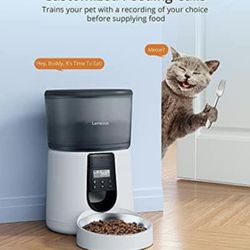 LENSOUL Upgraded Automatic Cat Feeder, 4L Cat Food Dispenser, Timed Feeder with Voice Recorder, Dry