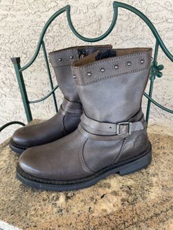 Women’s Harley Davidson “Mandy” Leather Biker Boots Dark Slate Gray Size 6