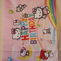Kitty Happy Birthday Banner 3 x 5 ft NEW 
