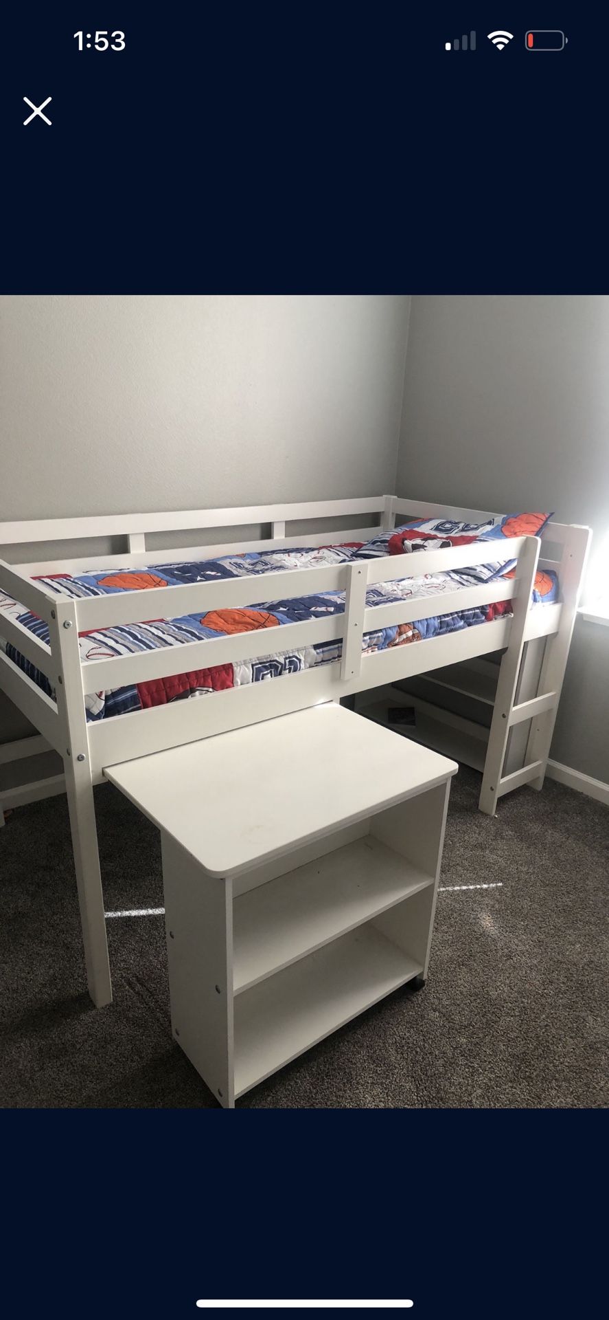 Twin Loft Bed With Desk And Bookshelves
