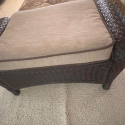 Wicker Ottoman with Cushion