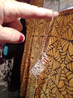 Silver Chain Necklace with Crystal Pendant