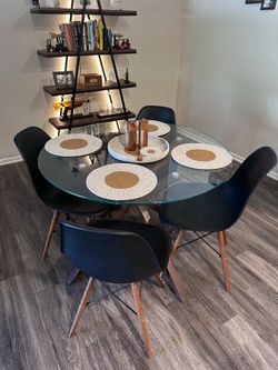 Glass Round Dining Table with Matching Chairs