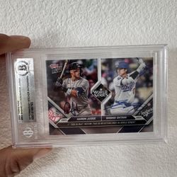 2024 Topps Now Shohei Ohtani / Aaron Judge Dual Auto Becket Auth
