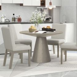 5 Pc Round Modern Dining Set