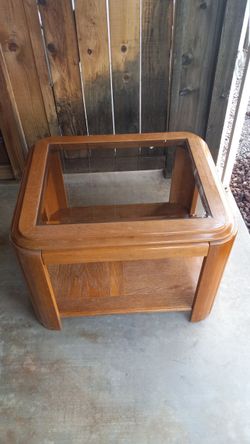 Wood Table w/Glass Top
