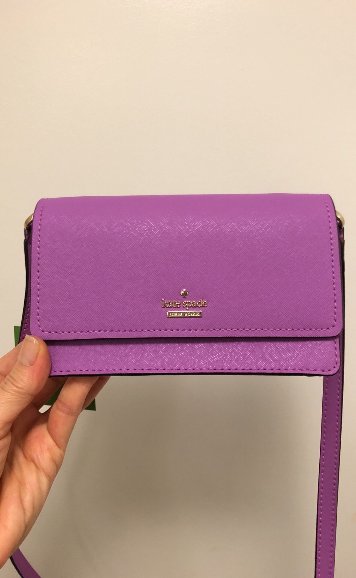 New Kate Spade bag purse purple gold 6.5x4.5 inches