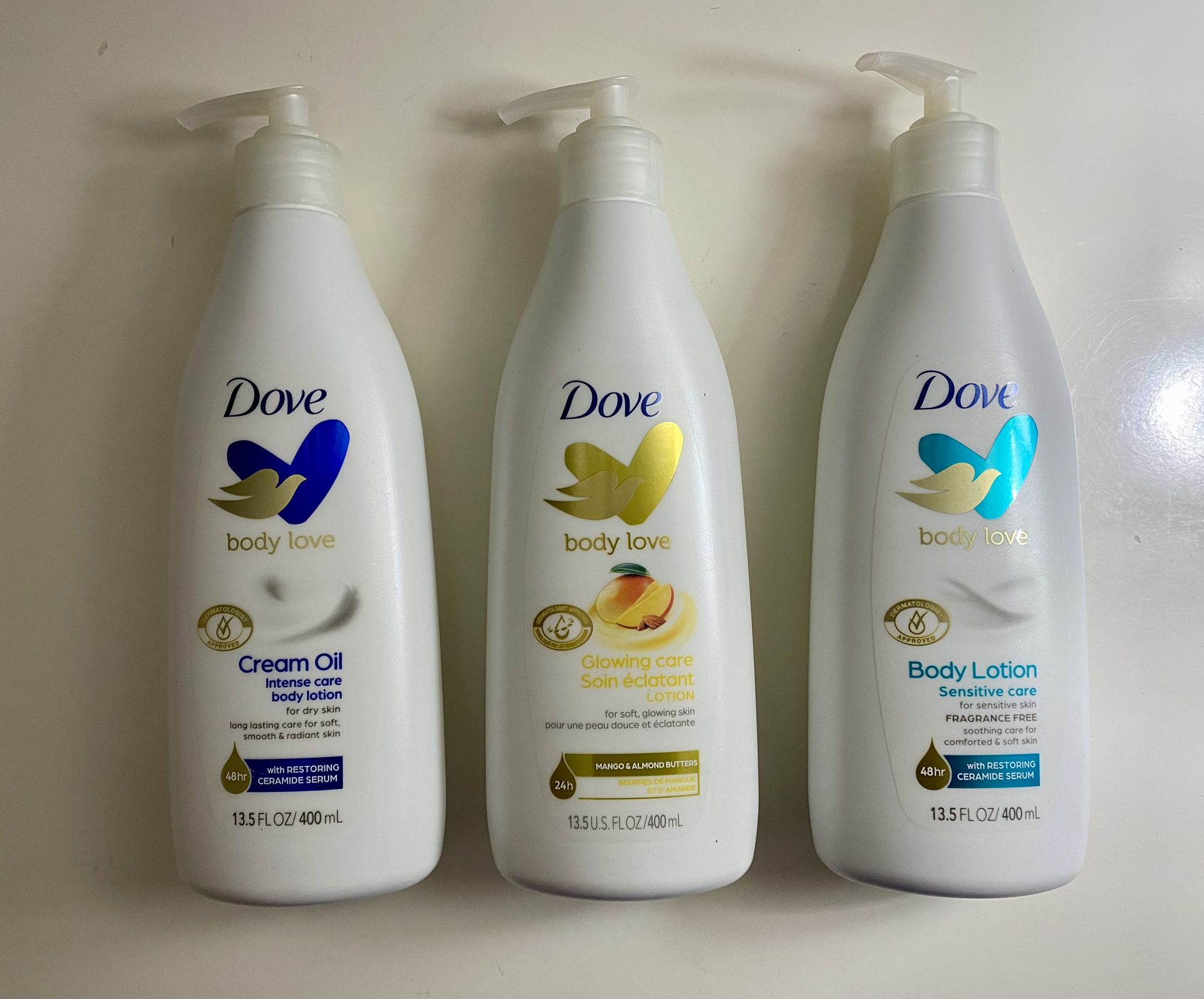 Dove Body Love lotion -pump bottles