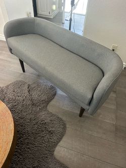 Gray Upholstered Curved Bench Sofa