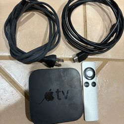 Working Apple TV with remote control, power cable and HDMI cable.