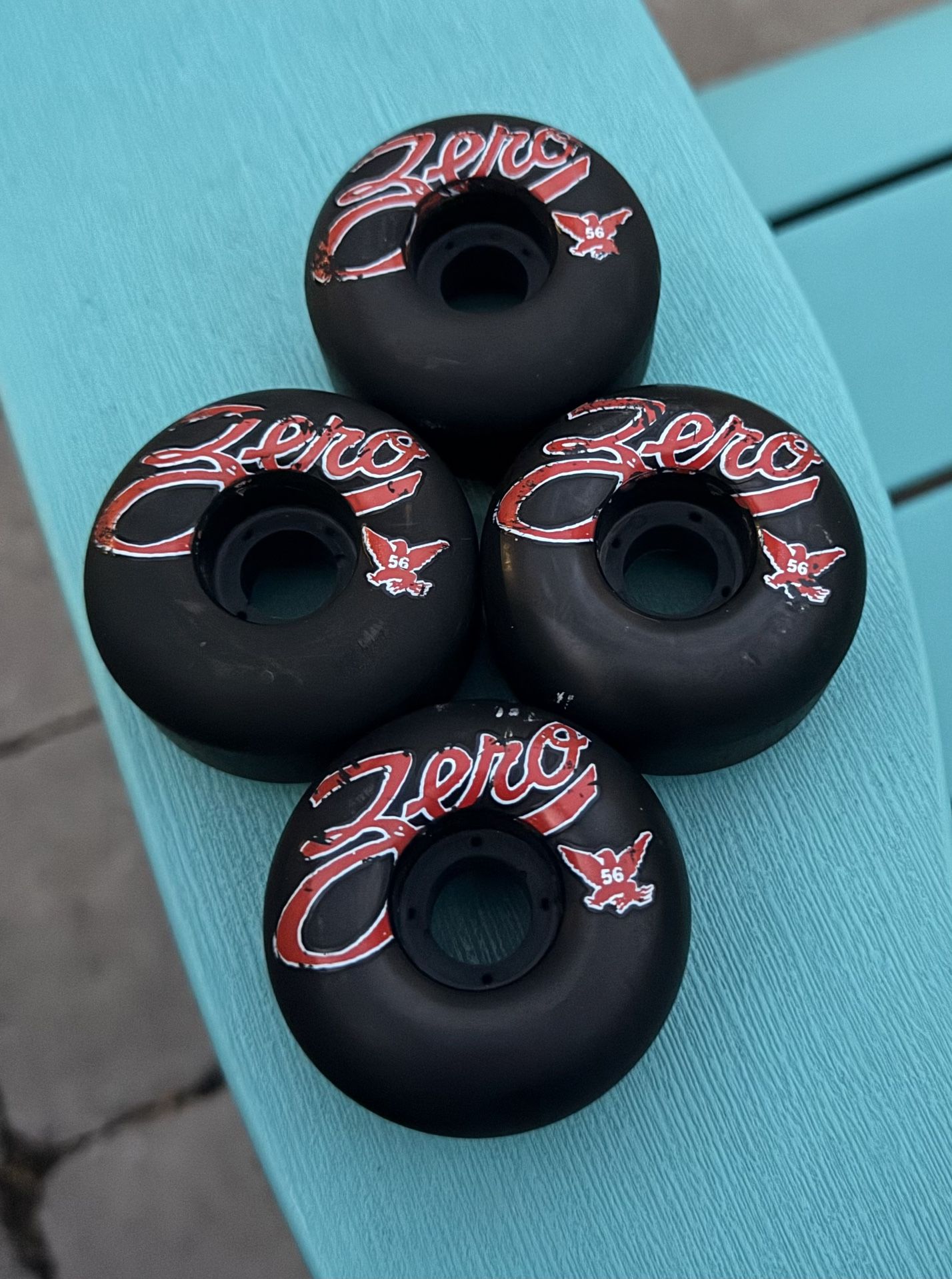 Vintage ZERO Skateboard Wheels 56mm - Excellent Condition No Flat spots (Black)