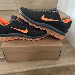 Nike Air Max Leather Black Orange Shoes Mens