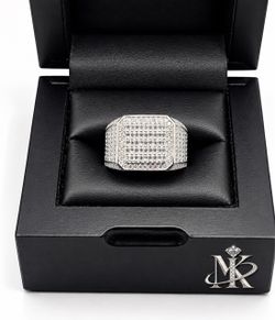 925 Sterling Silver 4.00CTW MOISSANITE Square Pave Men’s Ring Size 9
