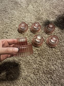 6pc Pink Glass Candle Holders