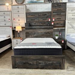 BEDROOM SET, 4 PC QUEEN BED FRAME, DRESSER, MIRROR AND NIGHTSTAND -NEW-