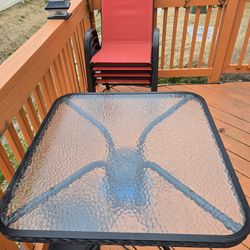 Outdoor Patio Set – 4 Chairs + Glass Table