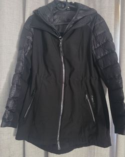 Calvin Klein Black Mixed Media Hooded Jacket