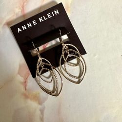 Anne Klein Gold Tone Oval Lever Earrings 
