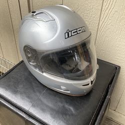 Icon Brand Grey Motorcycle Helmet