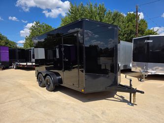 2027 New 7x14 TA Screwless Enclosed Trailer | Blackout | Spoiler Package | 7' Interior | .08 Polycor | Dexter Axles | 1245 (BLACK)