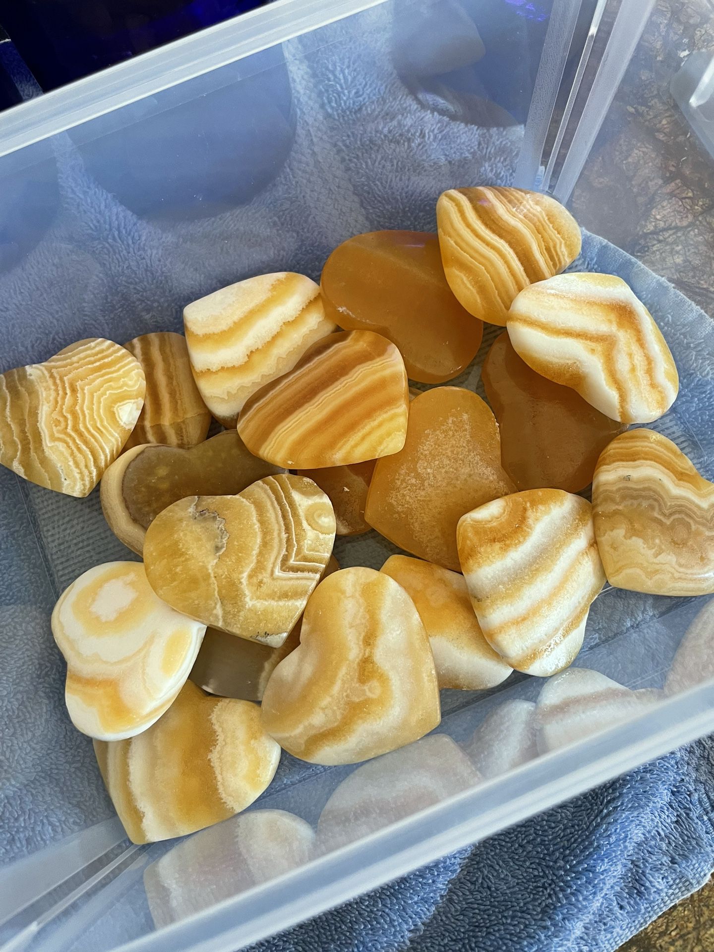 19 Pieces Of Golden Calcite Stone 2 “ Hearts
