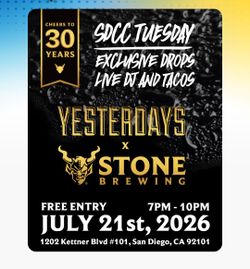 SDCC 2026 San Diego Comic-Con Stone Brewing Ltd. Ed. Yesterdays Pin,