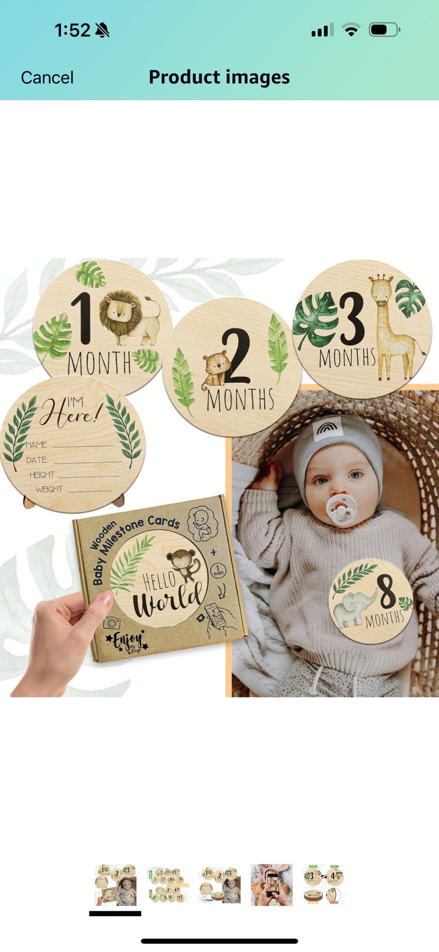 Baby Milestone Wooden Card