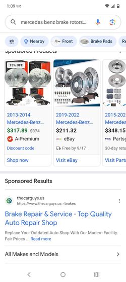 Mercedes Benz brake rotors and pads
