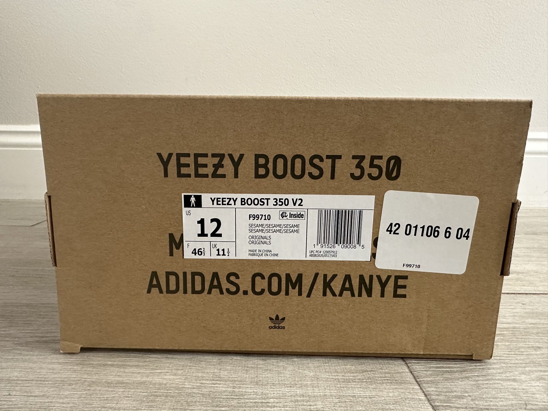 2018 Men's ADIDAS Yeezy Boost 350 V2 Sesame F99710 Sesame Size 12 Shoes Used w/ Box