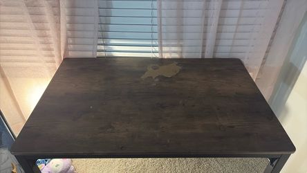 Dark Wood Desk with Metal Frame