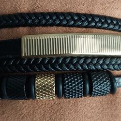 Bracelet Stainless Steel and Leather Desing For Men