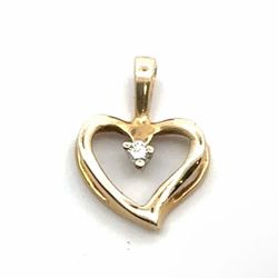 Woman’s Ladies 14k Yellow Gold .01 CTW Diamond Heart Pendant For Necklace GP3094107