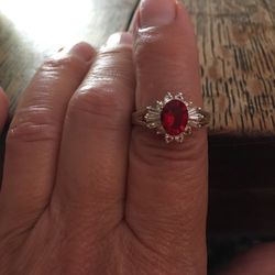 Beautiful large ruby stone 14k gold plated ring $55